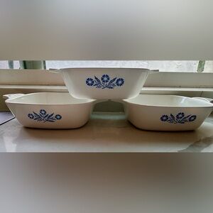 Set of 3 Corning Ware Blue Cornflower Petite Pans P41